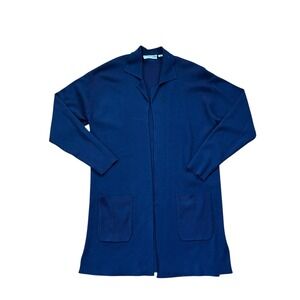 TSE Cashmere Silk Blend Preppy Old Money Open Front Cardigan Sweater Blue Size M